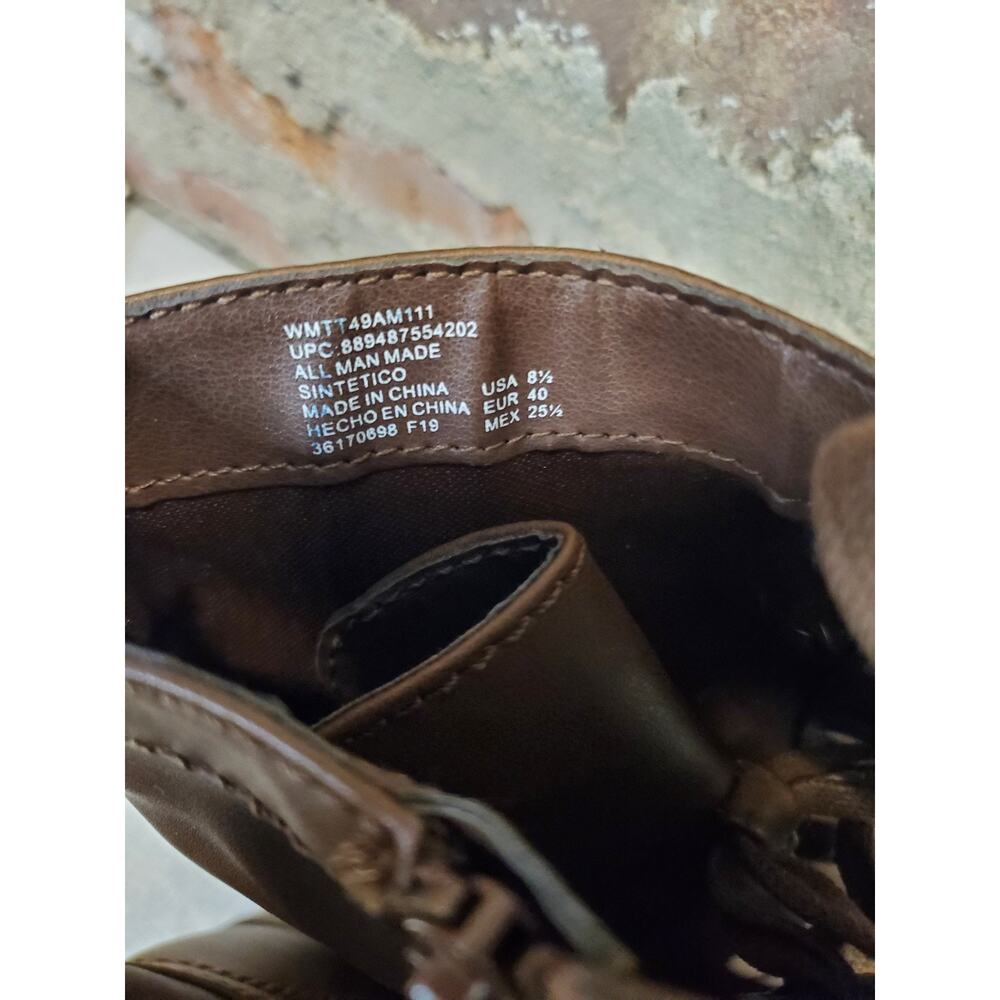Time And Tru Womens Boots 8.5 Brown Lace Up Side Zip Cap Toe Combat Synthetic - Picture 6 of 6